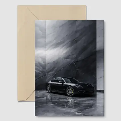 Porsche Panamera Black On Marble Background