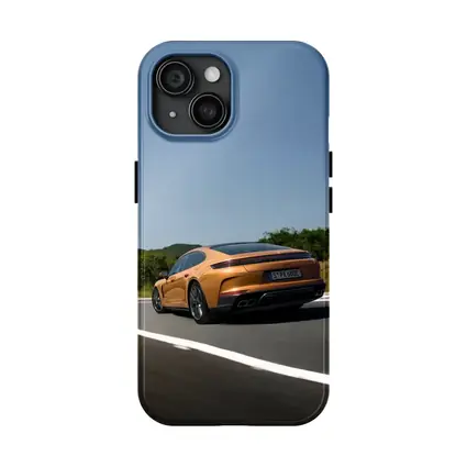 Porsche Panamera Orange On Open Road