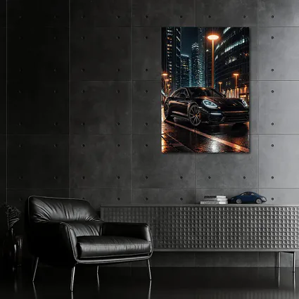 Porsche Panamera Black City Night Streets