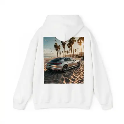 Porsche Panamera Silver Beach Palm Trees