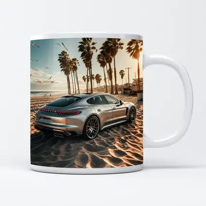 Porsche Panamera Silver Beach Palm Trees