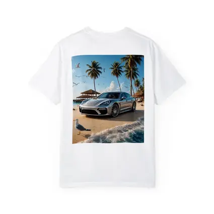 Porsche Panamera Parked On Tropical Beach