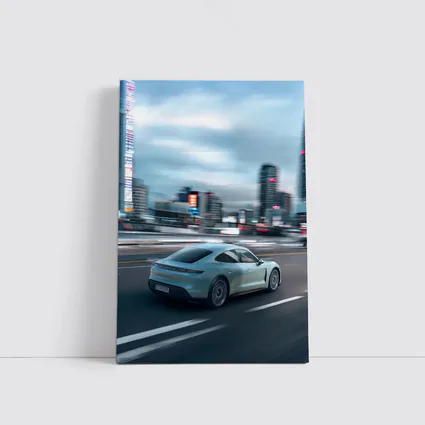 Porsche Taycan Speeding Through City Streets