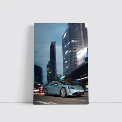 Porsche Taycan City Night Drive Blue