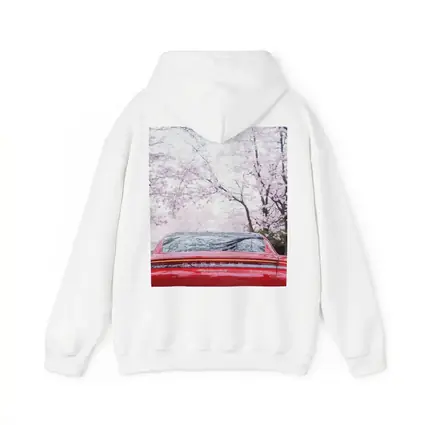 Red Porsche Taycan Cherry Blossom Background