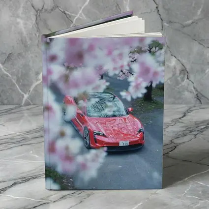 Porsche Taycan Red Cherry Blossom Trees