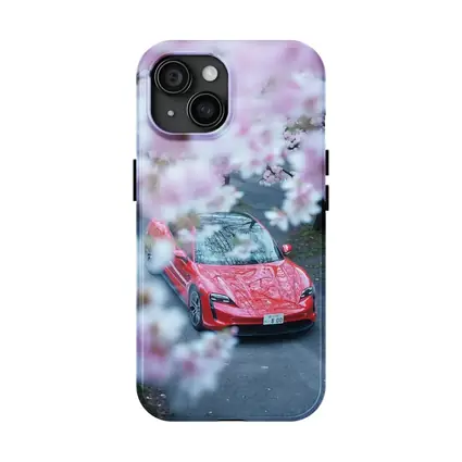 Porsche Taycan Red Cherry Blossom Trees