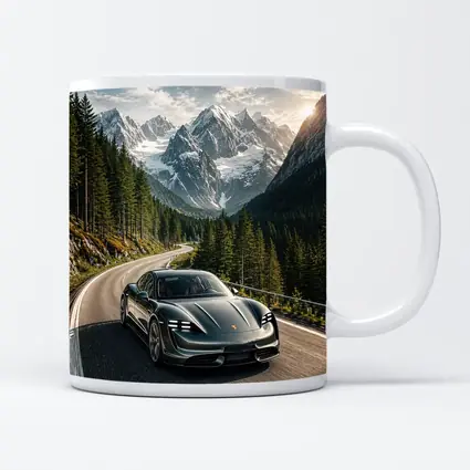 Porsche Taycan Driving Alpine Mountain Road