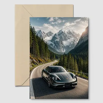 Porsche Taycan Driving Alpine Mountain Road