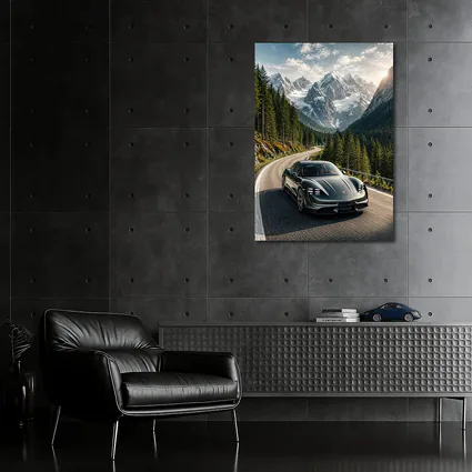 Porsche Taycan Driving Alpine Mountain Road