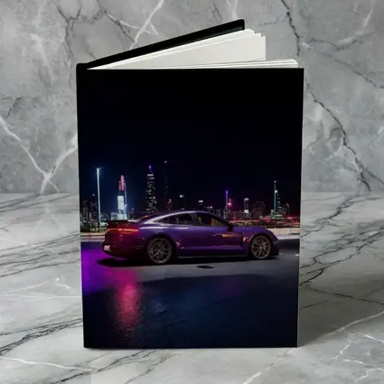 Porsche Taycan Purple Night City Skyline