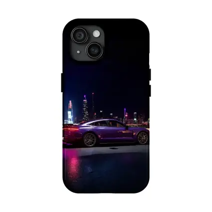 Porsche Taycan Purple Night City Skyline