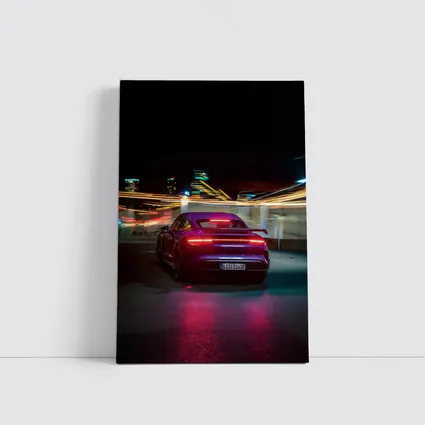 Porsche Taycan Rear Night City Lights