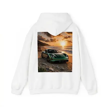 Porsche Taycan Green on Sunset Beach