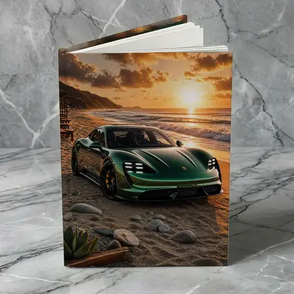 Porsche Taycan Green on Sunset Beach