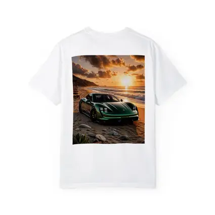 Porsche Taycan Green on Sunset Beach