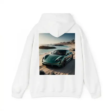 Porsche Taycan Green on Sandy Beach