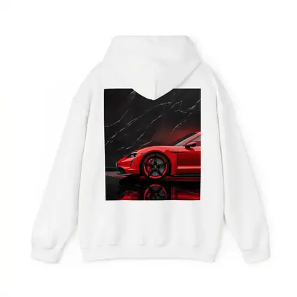 Porsche Taycan Red Against Black Marble