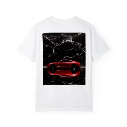 Porsche Taycan Red on Black Marble