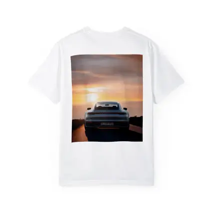 Porsche 911 Rear View Sunset Road