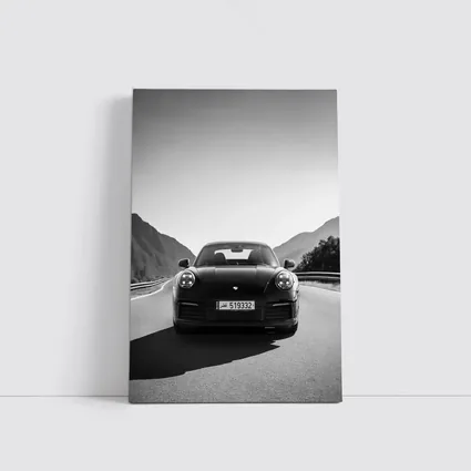 Porsche 911 Black White Mountain Road
