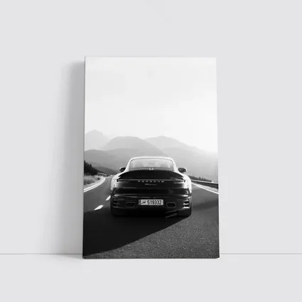 Porsche 911 Black White Mountain Road Drive