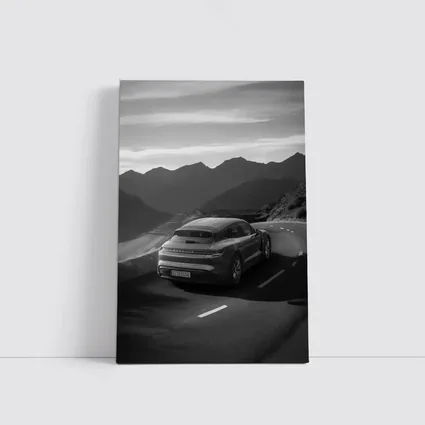 Porsche Taycan Sport Turismo Black White Road