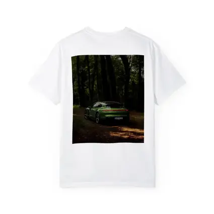 Porsche Taycan Green Forest Road Shot