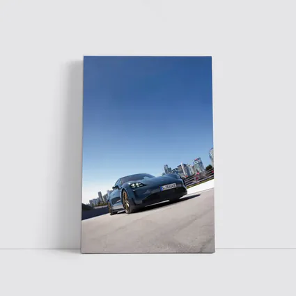 Porsche Taycan Blue City Skyline Drive