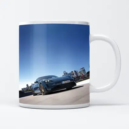 Porsche Taycan Blue City Skyline Drive
