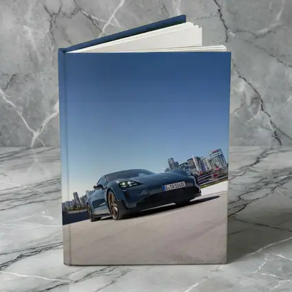 Porsche Taycan Blue City Skyline Drive