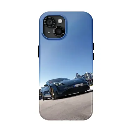 Porsche Taycan Blue City Skyline Drive