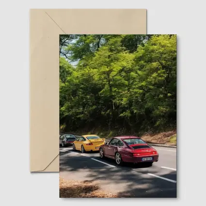 Porsche 911 Cars On Tree Lined Road
