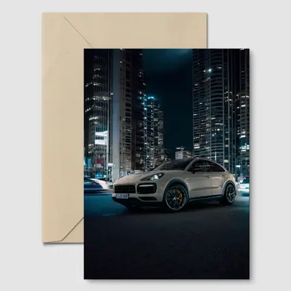 Porsche Cayenne City Night Skyline Shot