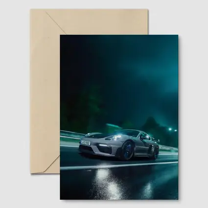 Porsche Cayman GT4 Speeding At Night