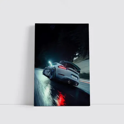 Porsche Cayman Night Wet Road Drive