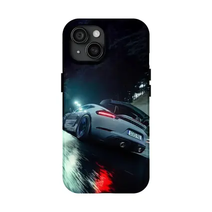 Porsche Cayman Night Wet Road Drive