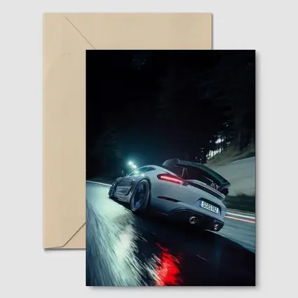 Porsche Cayman Night Wet Road Drive