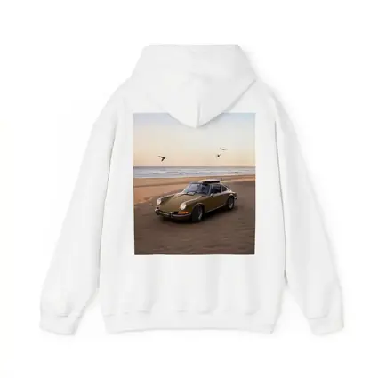 Porsche 911 Classic Olive Green Beach Sunset