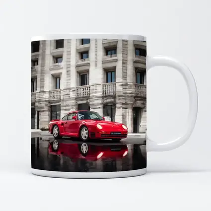Red Porsche 959 Classic Supercar Urban Setting