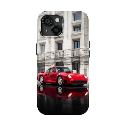 Red Porsche 959 Classic Supercar Urban Setting