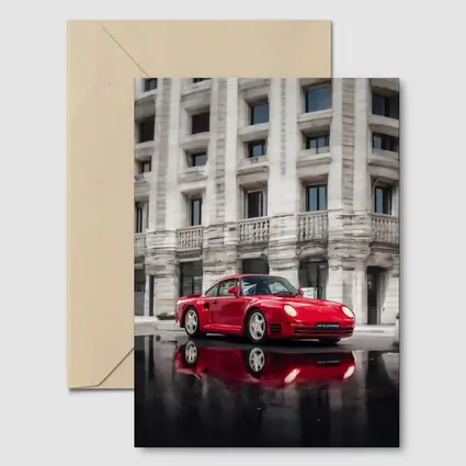 Red Porsche 959 Classic Supercar Urban Setting