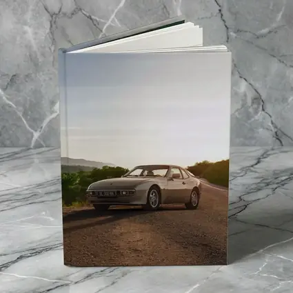 Porsche 944 Silver Coupe Open Road Sunset