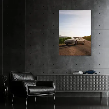 Porsche 944 Silver Coupe Open Road Sunset