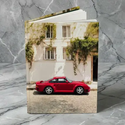 Red Porsche 959 Parked Old Town Street