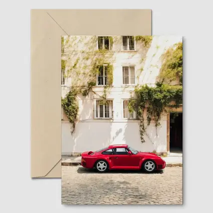 Red Porsche 959 Parked Old Town Street