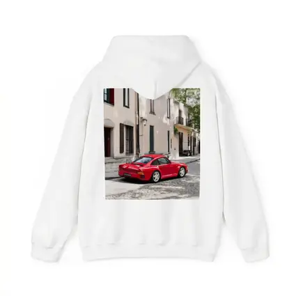 Red Porsche 959 On Cobblestone Old Town Street