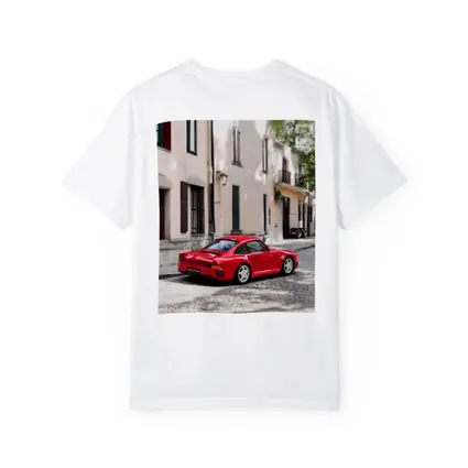Red Porsche 959 On Cobblestone Old Town Street