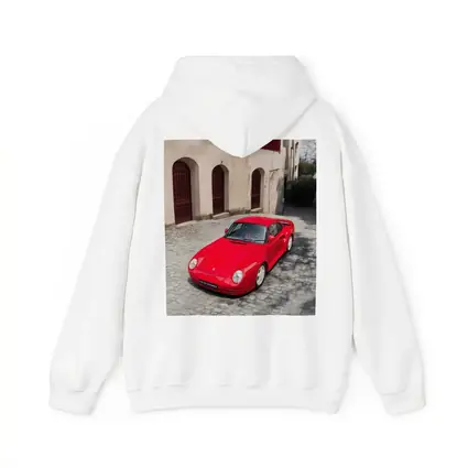 Red Porsche 959 on Cobblestone Old Town
