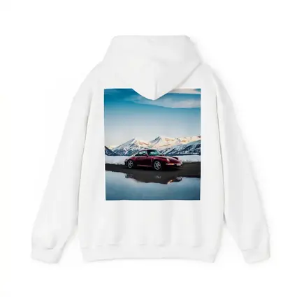 Porsche 911 Dark Red Snowy Mountain Backdrop
